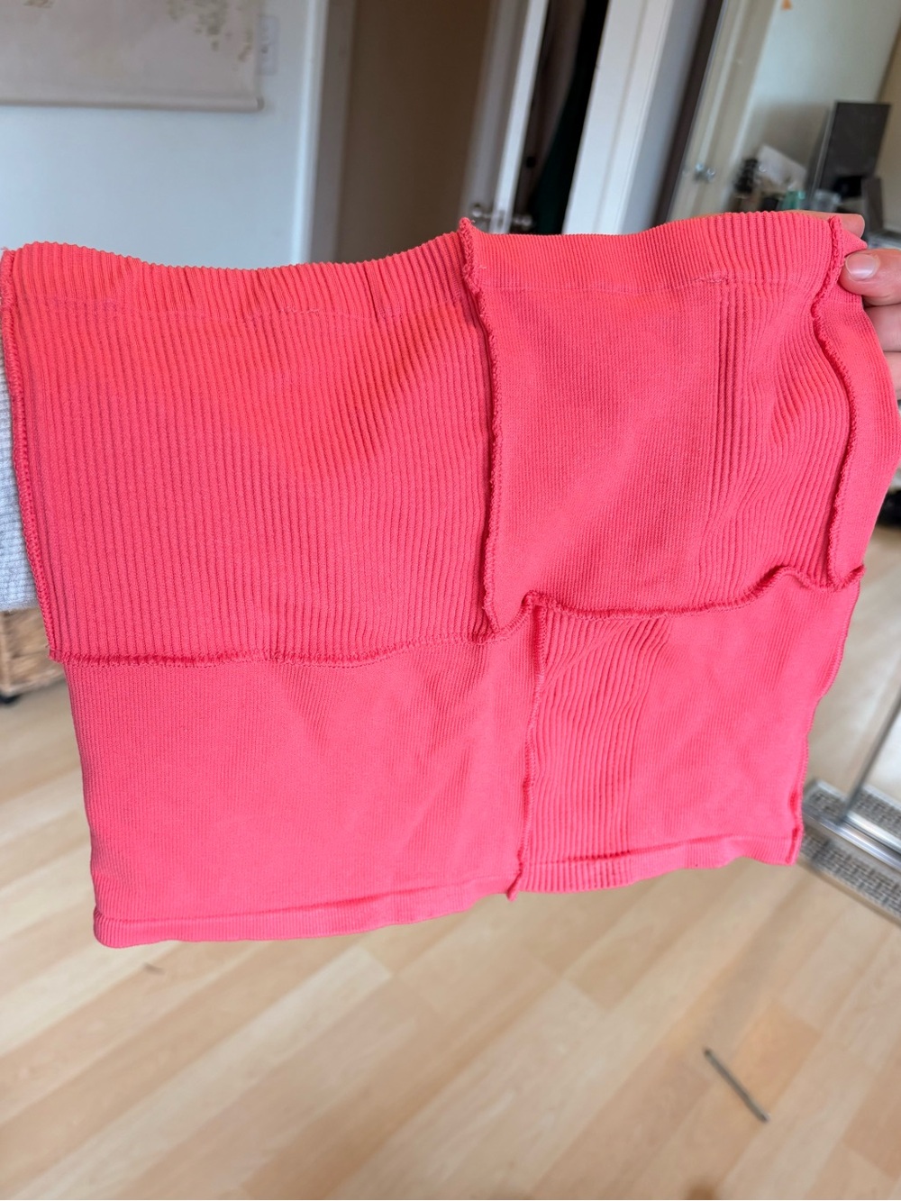 Stretchy coral pink patchwork tube top